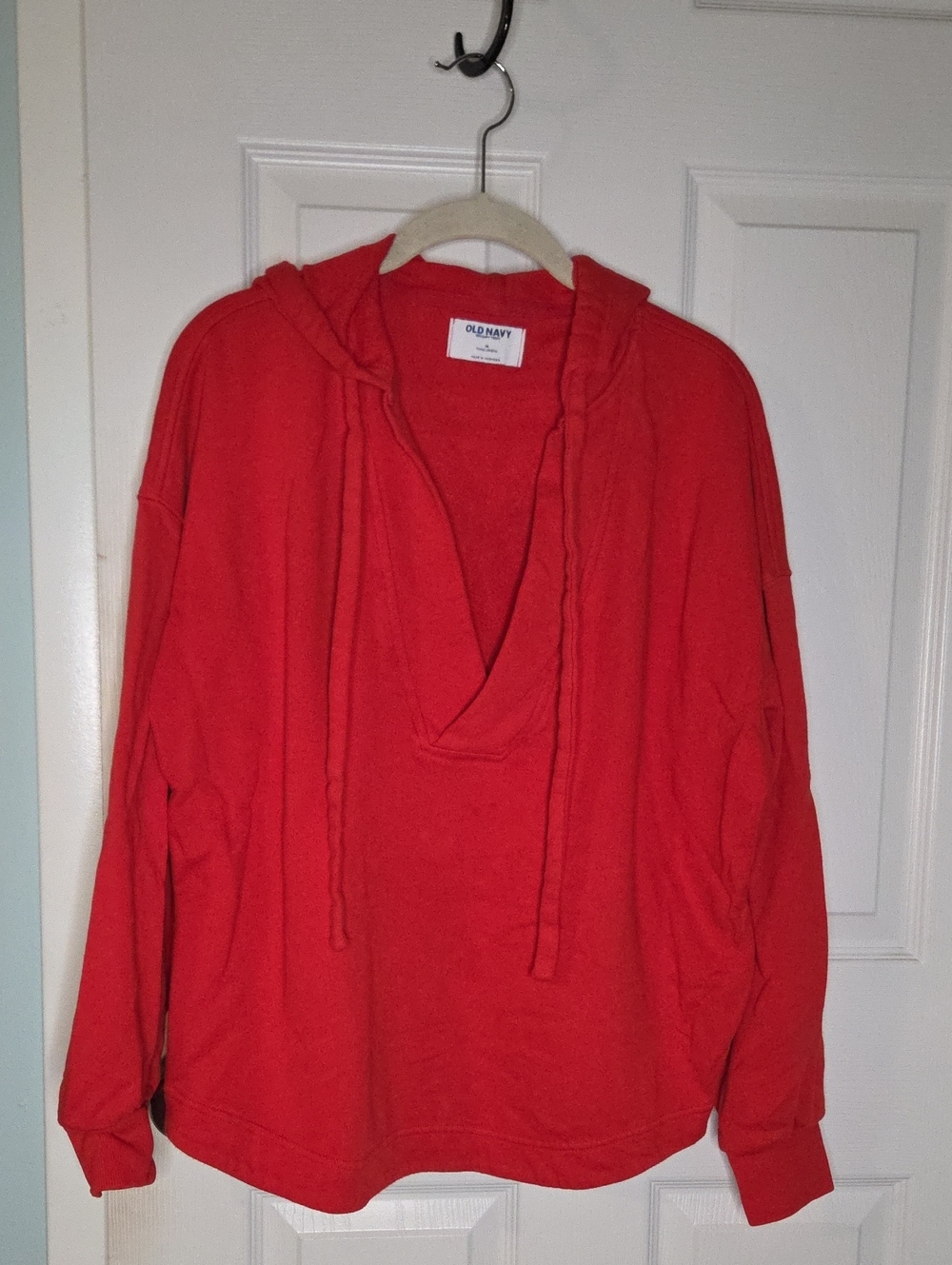 Old Navy Bright Red V-Neck Hoodie